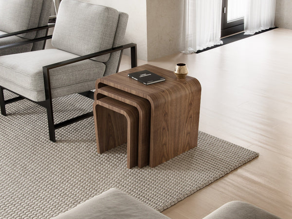 Wave nest of tables, Walnut Natural