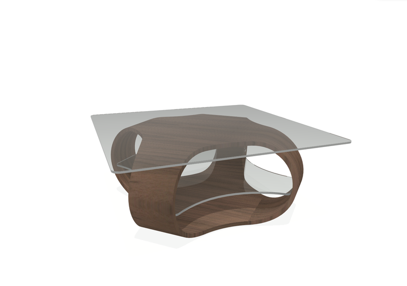 Quote - LS0397  Cornerless Quad Coffee Table with 100x100 rectangular glass top