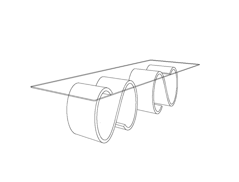Quote -  Swirl dining table double base 1100x3000 glass top (2x SC base 50cm wide)