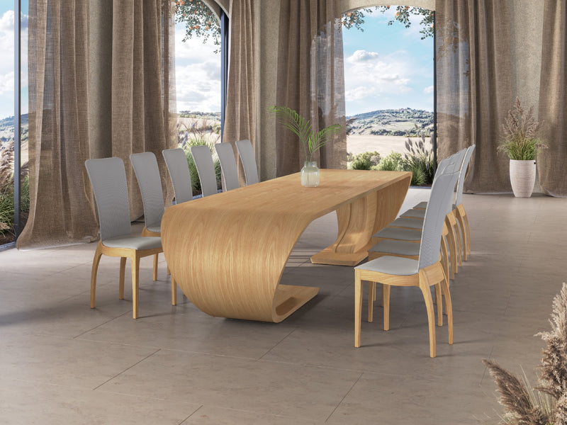 Crest Dining Double Table, Oak Natural, Seats 12
