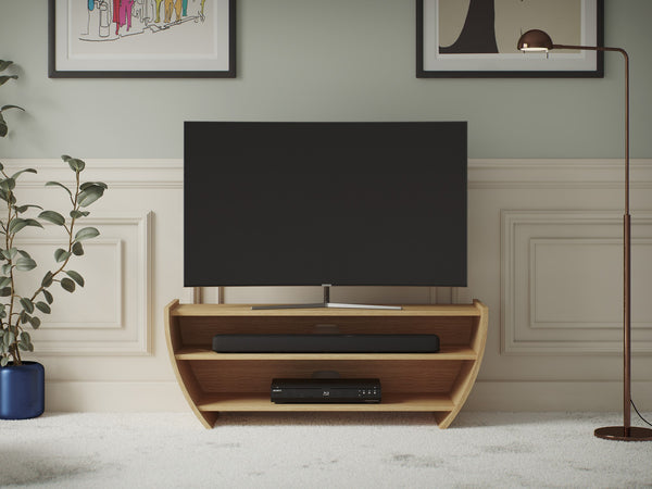 Layla Media Unit, Oak Natural, Shown with 50" TV 