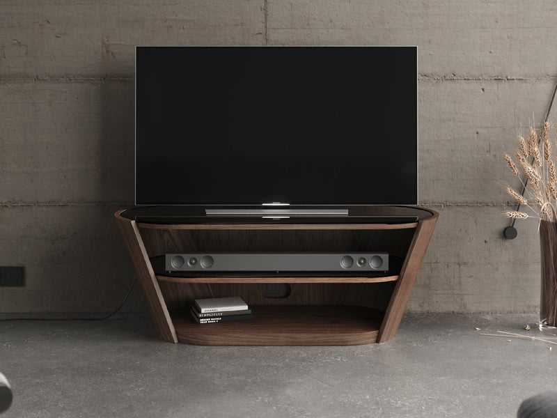 Pebble Media Unit, Walnut Natural, Shown with 50" TV