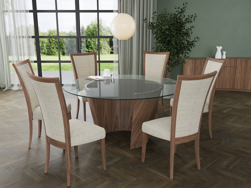 Pebble Round dining table, Walnut Natural, Seats 8