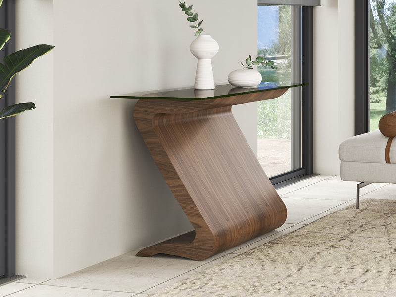 Serpent console table, Walnut Natural