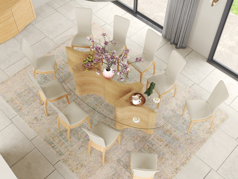 Serpent dining table Oak Natural. Oval Large 270 x 130cm Seats 10 to 12