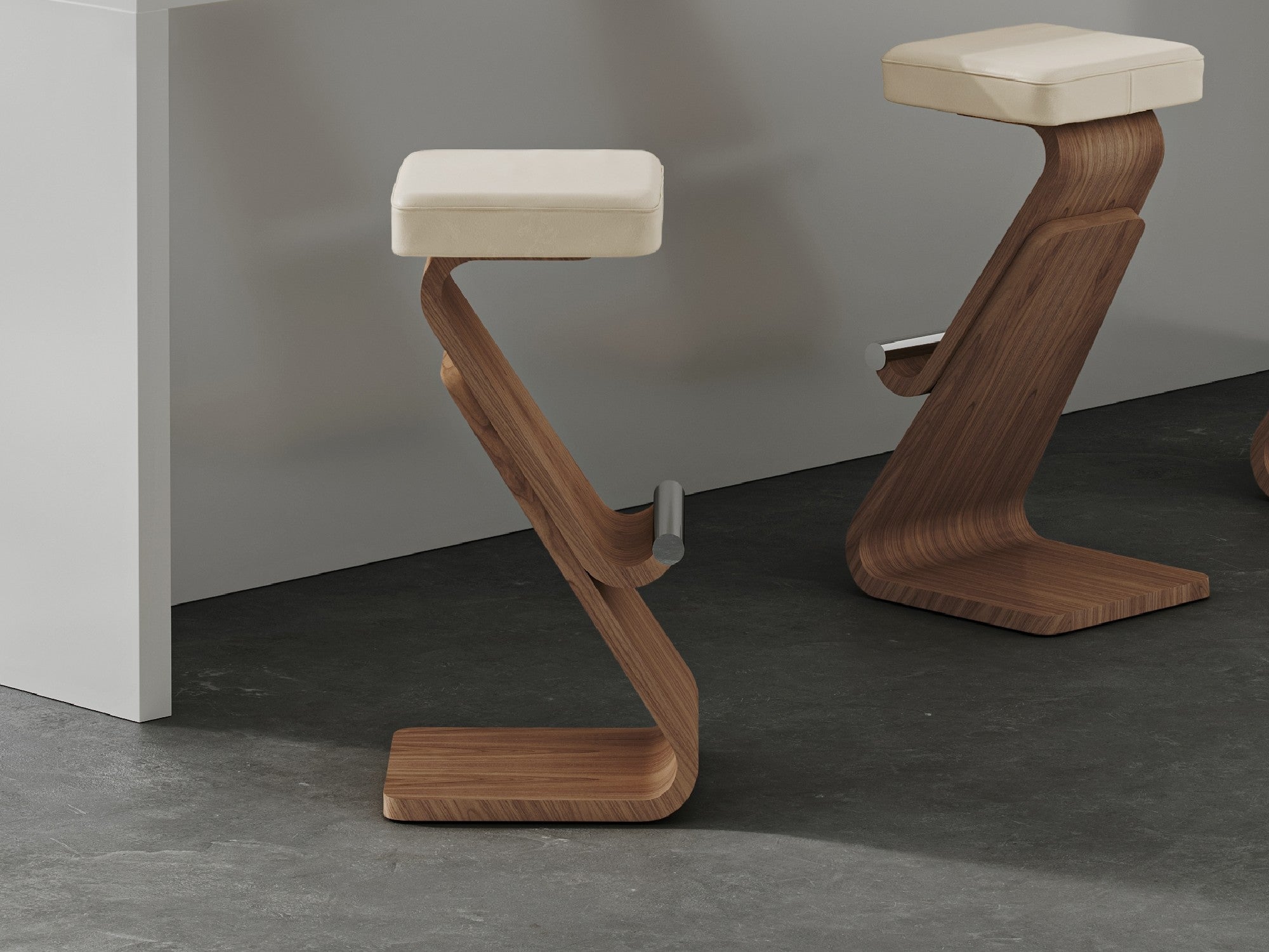 Bar Stool Feet Sliders Upholstered Modern Bar Stool Walnut Leg (Set Of