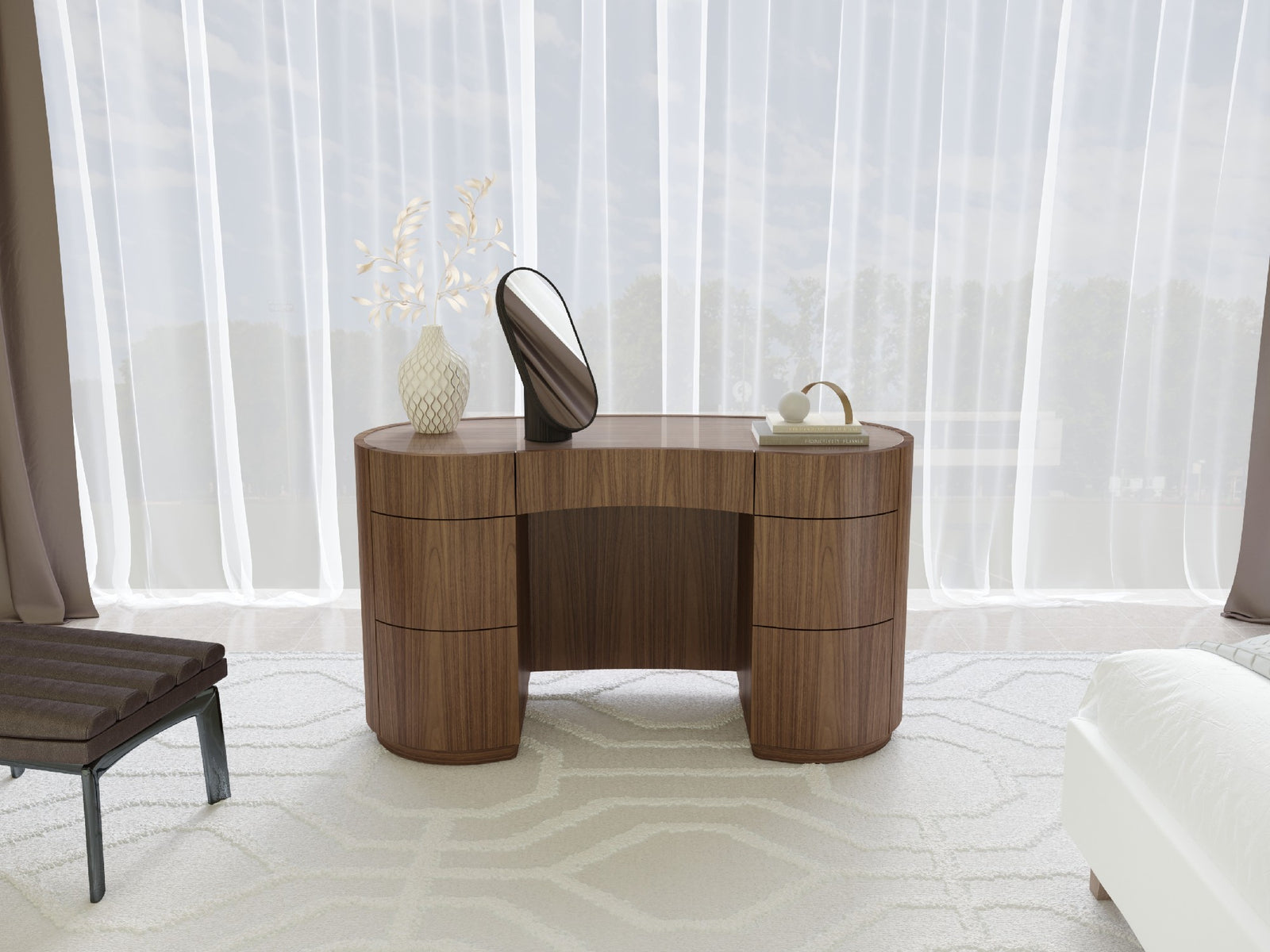modern walnut dressing table Swirl Desk / Dressing Table – Tom Schneider