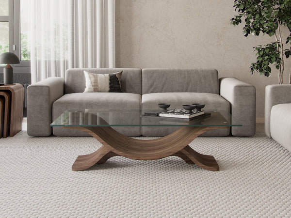 Wave coffee table, Walnut Natural